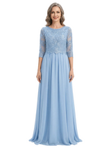 ChicSew Scoop Long Sleeve Lace Floor Length Chiffon Mom of The Bride Dresses