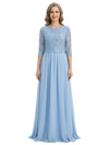ChicSew Scoop Long Sleeve Lace Floor Length Chiffon Mom of The Bride Dresses