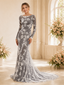 ChicSew Unique Mermaid Lace Applique Tulle Jewel Long Sleeves Maxi Wedding Dress