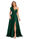 ChicSew Modern One Shoulder Satin A-Line Slit Formal Evening Gown For Mother Of The Groom With Applique