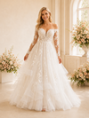 ChicSew Modern A-Line Lace Tulle V-Neck Long Sleeves Tiered Maxi Wedding Dresses