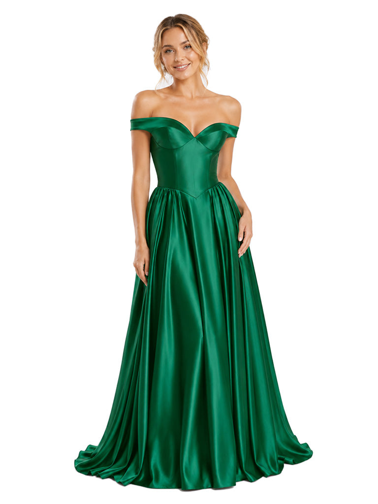 ChicSew Beautiful Off Shoulder Soft Satin A-Line Floor-Length Bridesmaid Dresses