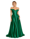 ChicSew Beautiful Off Shoulder Soft Satin A-Line Floor-Length Bridesmaid Dresses