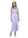 ChicSew Classy Satin Sheath Mother Of The Bride Dresses V-Neck Sleeveless Midi Gown With Slit