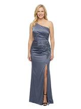 Unique One Shoulder Satin Long Mother of The Bride Dresses With Slit