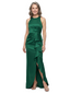 ChicSew Jewel Sleeveless Satin Floor Length Slit Mermaid Mother of The Bride Dress With Tiered Ruffle