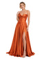 ChicSew Classy Boning Spaghetti Straps Soft Satin A-Line Bridesmaid Dress With Side Slit