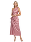 ChicSew Pretty One Shoulder Sleeveless Silky Satin Sheath Ankle-Length Mother Of The Groom Gown With Ruching