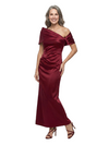 ChicSew Cape Sleeves Ruched Satin Ankle-Length Sheath Mother of the Bride Dress