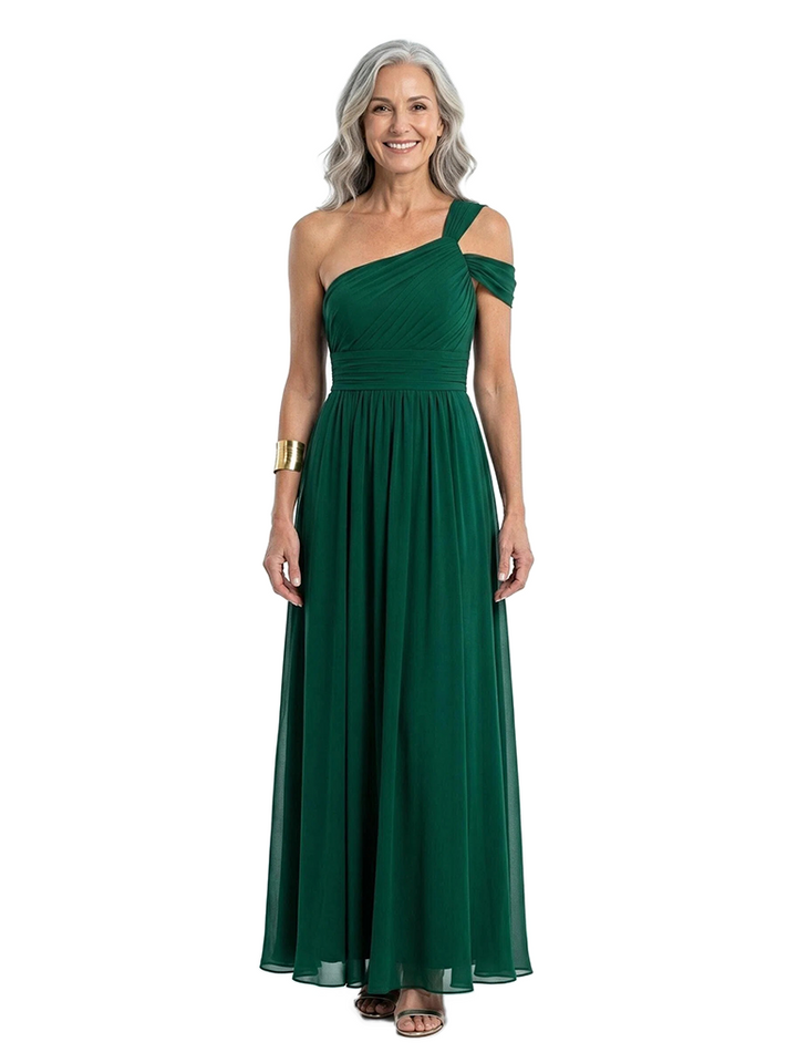 ChicSew One Shoulder Floor Length Chiffon A-Line Formal Evening Party Dresses For Mother Of The Bride