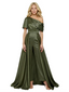 Elegant Asymmetric Straps Satin Jumpsuit For Mother Of The Bride With Train