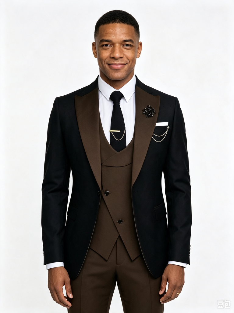 Color Blocking 1 Piece Men's Suit with Regular Fit and Sophisticated Peak Lapel
