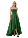 Fancy Strapless High Low Satin Mother Of The Bride Dress Bow Knot A-Line Gown