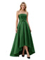 Fancy Strapless High Low Satin Mother Of The Bride Dress Bow Knot A-Line Gown