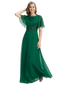 ChicSew Round Neck Flutter Sleeve Beaded Lace Applique Floor Length Chiffon Elegant Mother of the Bride Dresses