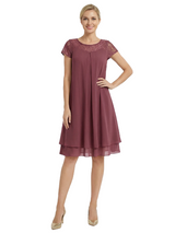 Simple Mother Of The Bride Dresses Jewel Short Sleeves Formal Wedding Event Dress