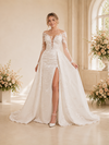 ChicSew Elegant Illusion Long Sleeves Satin Lace Appliques Mermaid Maxi Wedding Dress