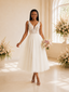 ChicSew Modern A-Line V-Neck Sleeveless Lace Tulle Tea-Length Wedding Dress
