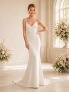 ChicSew Fancy V-Neck Spaghetti Straps Satin Mermaid Floor-Length Wedding Dress