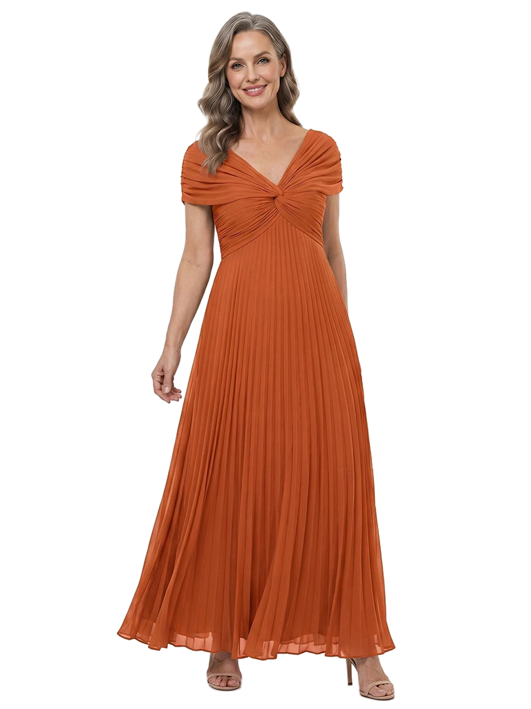 ChicSew V-Neck Pleats Chiffon A-Line Floor-Length Mother Of The Bride Dress