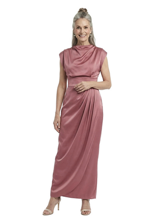 ChicSew High Neck Satin Sheath Ankle Length Formal Mother Of The Bride Dresses