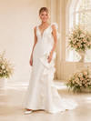 ChicSew Unique Fancy Deep V-Neck Crepe Mermaid Maxi Wedding Dress With Ruffle