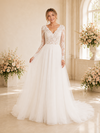 ChicSew Classy Lace Applique Tulle Long Sleeves A-Line Maxi Long Wedding Dress