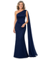 ChicSew Modern Beaded Satin Mother Of The Groom Dresses One Shoulder Mermaid Floor Length Formal Evening Gown With Drape