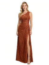 Elegant One Shoulder Floral Burnout Chiffon A-Line Formal Evening Dresses