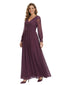 Classy V-Neck Long Sleeves A-Line Lace Appliques Chiffon Mother Of The Bride Dress