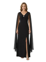 Chicsew V-Neck Long Sleeves Mermaid Side Slit Chiffon Modern Mom Of The Groom Dresses