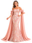 ChicSew Fancy Strapless Lace Mermaid Mother Of The Bride Dress With Chiffon Cape