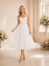 ChicSew A-line Sweetheart Boning Midi Lace Tulle Short Wedding Dresses Online