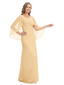 ChicSew Scoop Cape Sleeve Ruched Bodice Rhinestone Detail Floor Length Chiffon Fancy Mother of the Bride Dresses