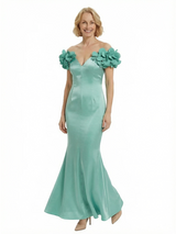 Chicsew Fancy Mother Of The Bride Dress V-Neck Sleeveless Mermaid Floor Length Satin