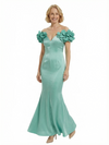 Chicsew Fancy Mother Of The Bride Dress V-Neck Sleeveless Mermaid Floor Length Satin