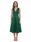 ChicSew V-Neck Sleeveless Belted Satin Tea Length A-Line Mother of the Bride Dress