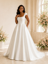 ChicSew Fancy Square Neck A-Line Satin Maxi Wedding Dress With Button