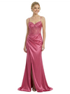 Beautiful Spaghetti Straps V-Neck Corset Lace Side Slit Mermaid Maxi Prom Gown