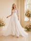 ChicSew Modern Illusion 3/4 Sleeves Chiffon Lace Applique Floor-Length Wedding Jumpsuit With Detachable Overlay