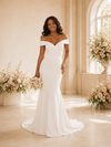 ChicSew Elegant Off The Shoulder Crepe Mermaid Floor-Length Wedding Dress