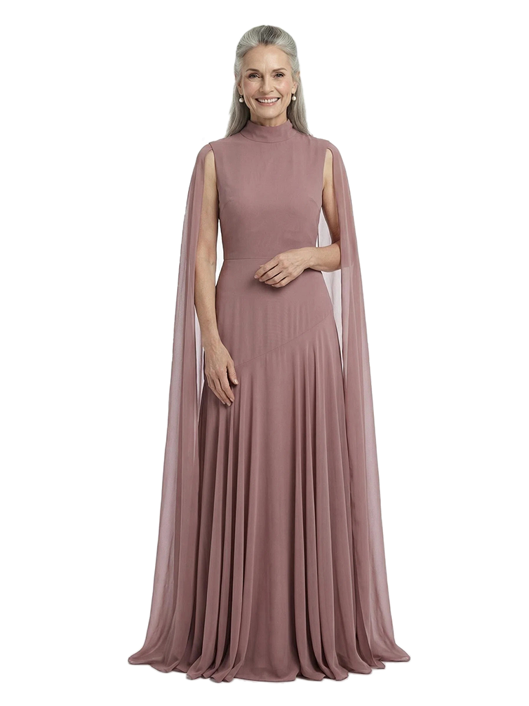 ChicSew Beautiful High-Neck A-Line Mother Of The Groom Dresses With Chiffon Cape