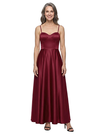 ChicSew Spaghetti Straps Sweetheart Soft Satin Floor-Length A-Line Mother of the Bride Dress