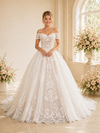 ChicSew Elegant Modern Off The Shoulder A-Line Lace Floor-Length Wedding Dresses With Train
