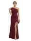 Elegant One Shoulder Ruched Satin Mother Of The Bride Gown With Side Slit