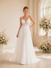 ChicSew Fancy Spaghetti Straps V-Neck A-Line Lace Chiffon Long Wedding Dresses