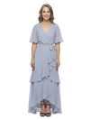 ChicSew V-Neck Flutter Sleeve Chiffon High Low Mother of the Bride Dress With Tiered Ruffle