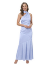 ChicSew High Neck Halter Satin Mother Of The Groom Gown With Sexy Mermaid Cut Hemline