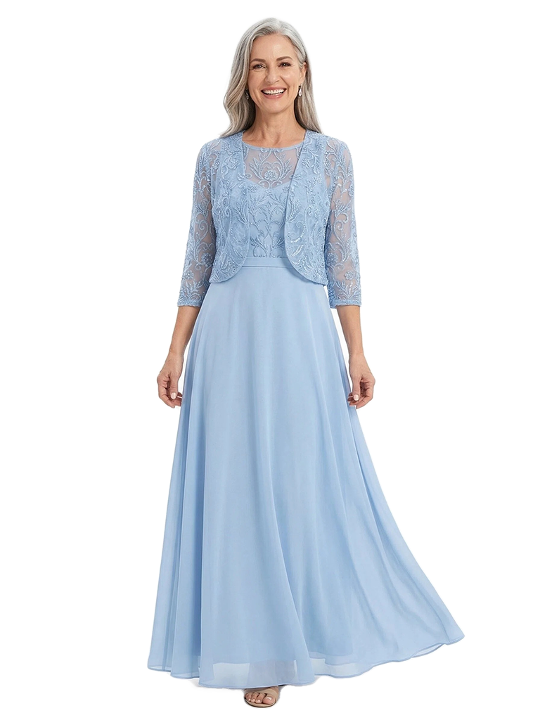 ChicSew Trendy Chiffon A-Line Scoop Mother Of The Groom Dresses With Lace Jacket
