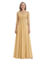 ChicSew Unique Illusion Lace A-Line Chiffon Evening Gowns Mother Of The Bride Dresses With Long Sleeves
